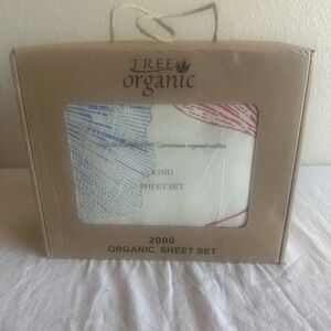 Tree Organic 100% Premium Quality Cotton 2000 King Sheet Set Botanical New